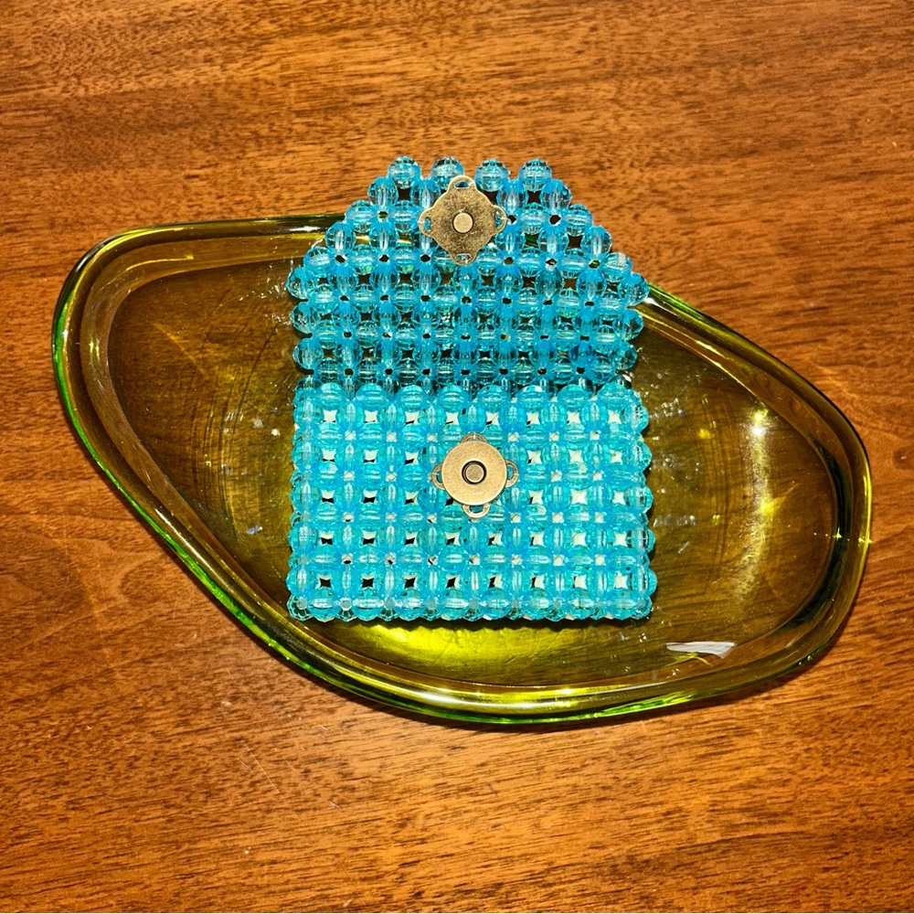 Blue Beaded Card Case